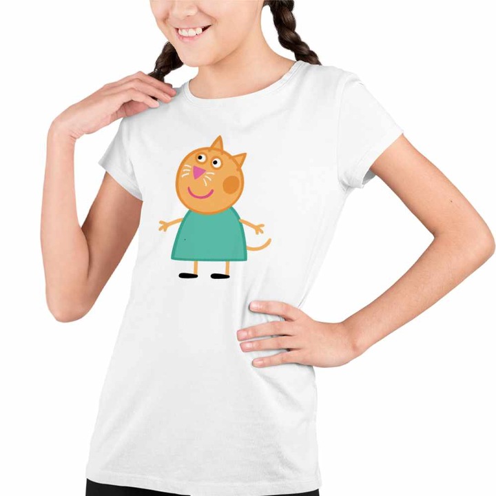 Tricou Copii Fete Pisica Candy Purcelusa Peppa Pig Pepa, Fehér