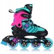 Регулируеми ролери и кънки 4-в-1 за деца – кънки, ролери, кънки с колела, ролери-кънки, PU колела, лагери ABEC-7, Nils Extreme NH18192, размер M 34–38, Черно-виолетов