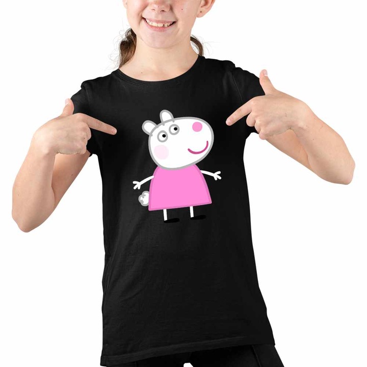 Tricou Copii Fete Oaia Suzy Purcelusa Peppa Pig, Fekete