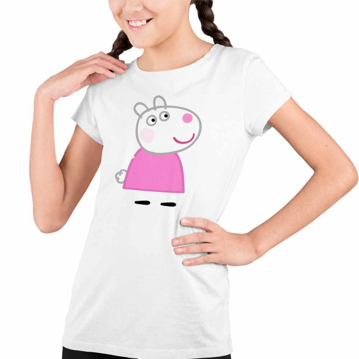 Tricou Copii Fete Oaia Suzy Purcelusa Peppa Pig, Fehér