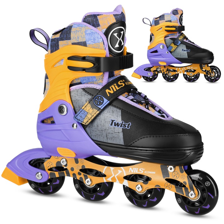 Ролери Регулируеми за деца, юноши и възрастни – PU колела, лагери ABEC-7, лека PE + алуминиева конструкция, Nils Extreme NA13810, размер S 31–34, Сив