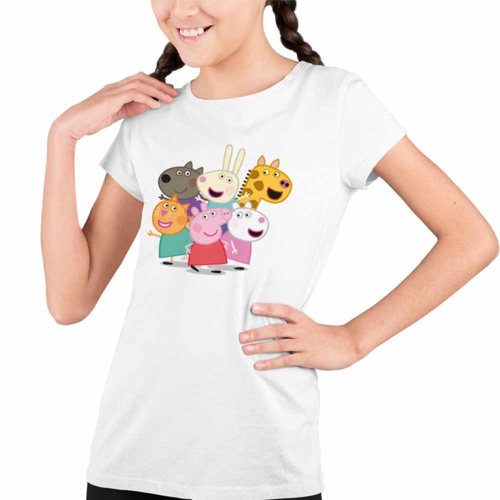 Tricou Copii Fete Purcelusa Peppa Pig Prieteni Pepa, Fehér