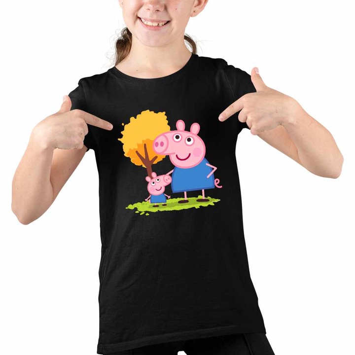 Tricou Copii Fete Purcelusa Peppa Pig Parc Pepa, Fekete