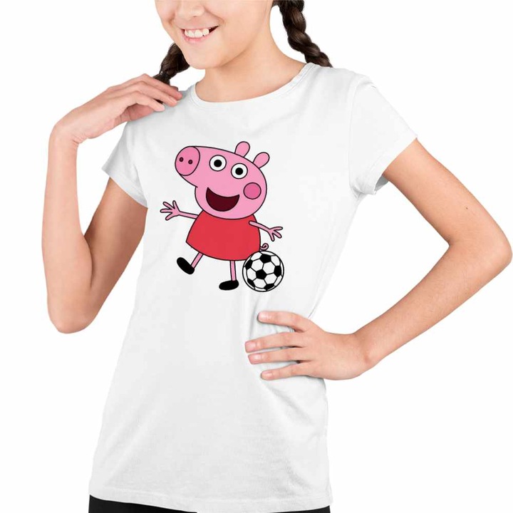 Tricou Copii Fete Purcelusa Peppa Fotbal, Fehér