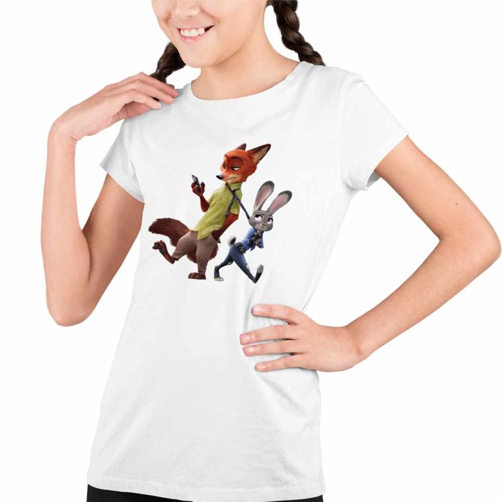 Tricou Copii Fete Zootopia Judy Nick, Fehér