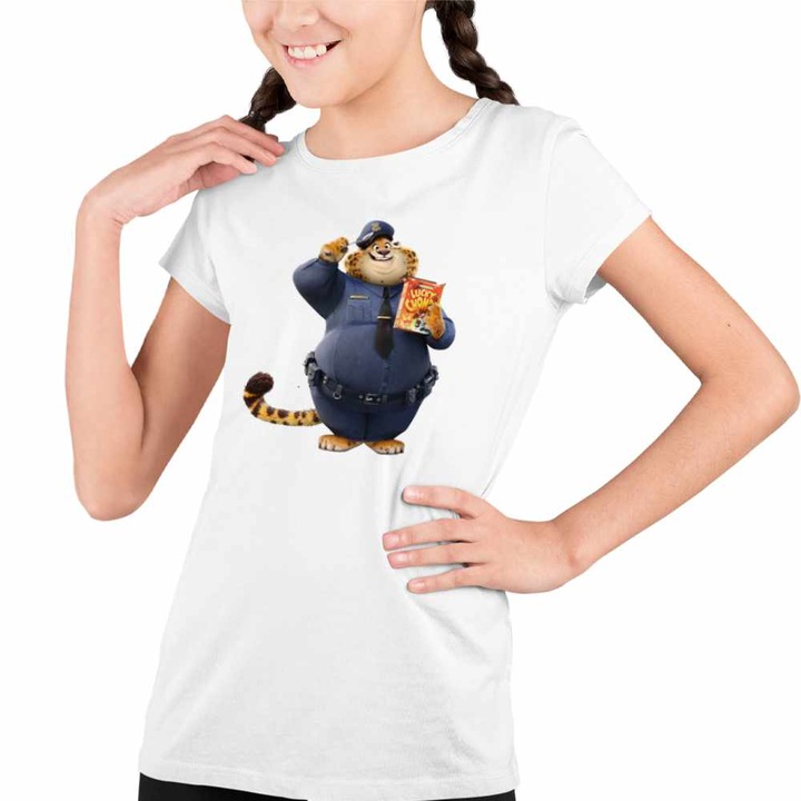 Tricou Copii Fete Zootopia Gheruta Tigru Politist, Fehér