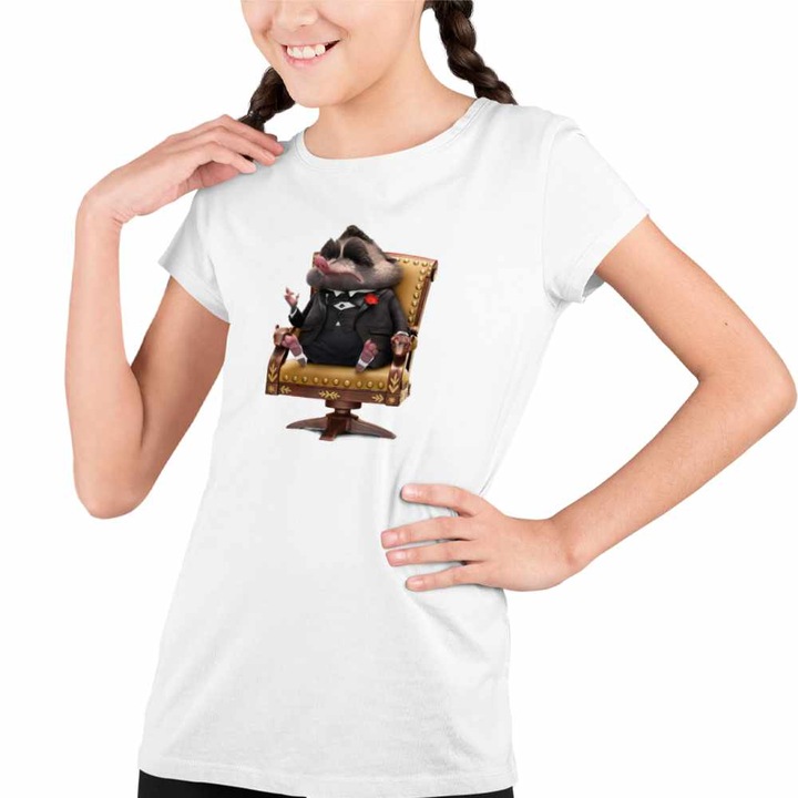 Tricou Copii Fete Zootopia Mr Big Mafia Boss, Fehér