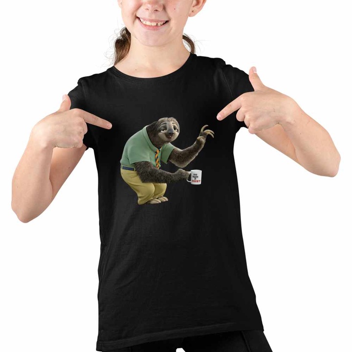 Tricou Copii Fete Zootopia Flash Lenes Ghiseu, Negru