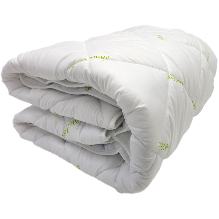 Pilota de iarna Pernador Aloe Vera b, 140 x 200cm, microfibra moale, umplutura 400 g/m², matlasata, calduroasa, lavabila