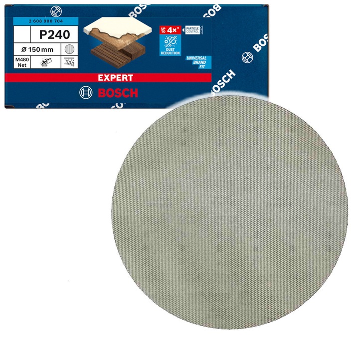 Bosch Expert csiszolóháló, 150mm, P240 szemcseméret, tépőzáras, fára és festékre