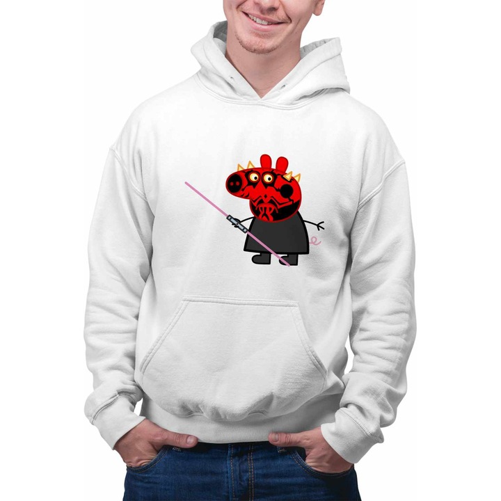 Hanorac Personalizat Barbati Peppa Star Wars Darth Maul, alb, marime 3XL