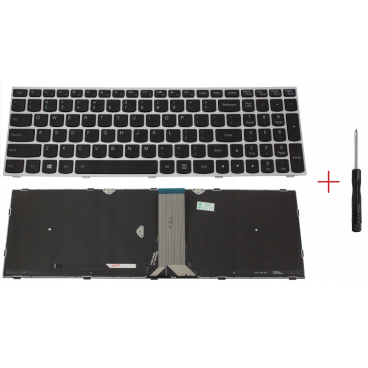 Клавиатура за лаптоп BQual за Lenovo Z51-70, с подсветка, черна, комплект с прецизна отвертка