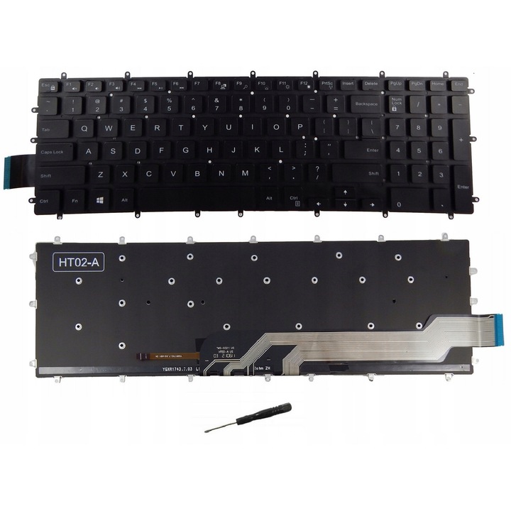 Tastatura laptop BQual, Dell Inspiron 15 5000, iluminata, QWERTY US, neagra