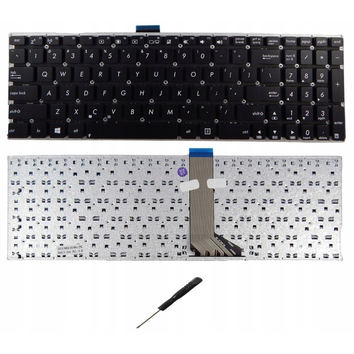 Tastatura laptop BQual, QWERTY US, neagra, set cu surubelnita precisa