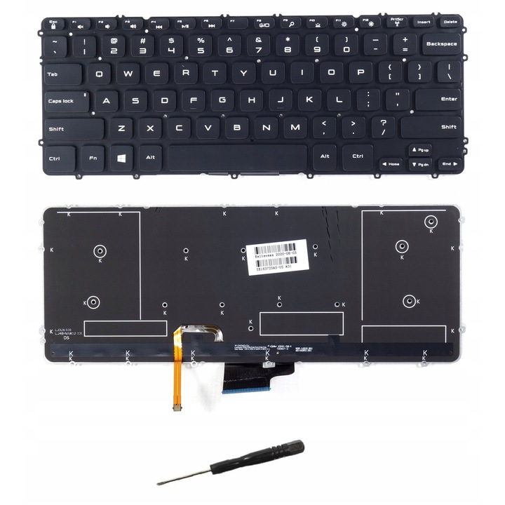 Tastatura laptop BQual pentru Dell XPS 15 9530 Precision M3800, LED világítás, QWERTY US, fekete, csavarhúzó készlettel