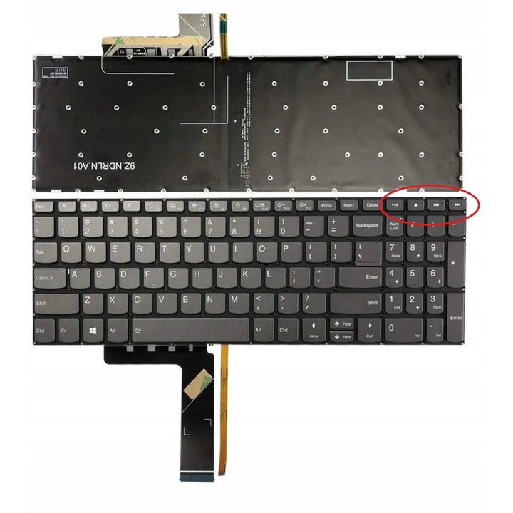 Tastatura laptop BQual, Lenovo IdeaPad 330-15ICH, QWERTY US, gri, set cu surubelnita