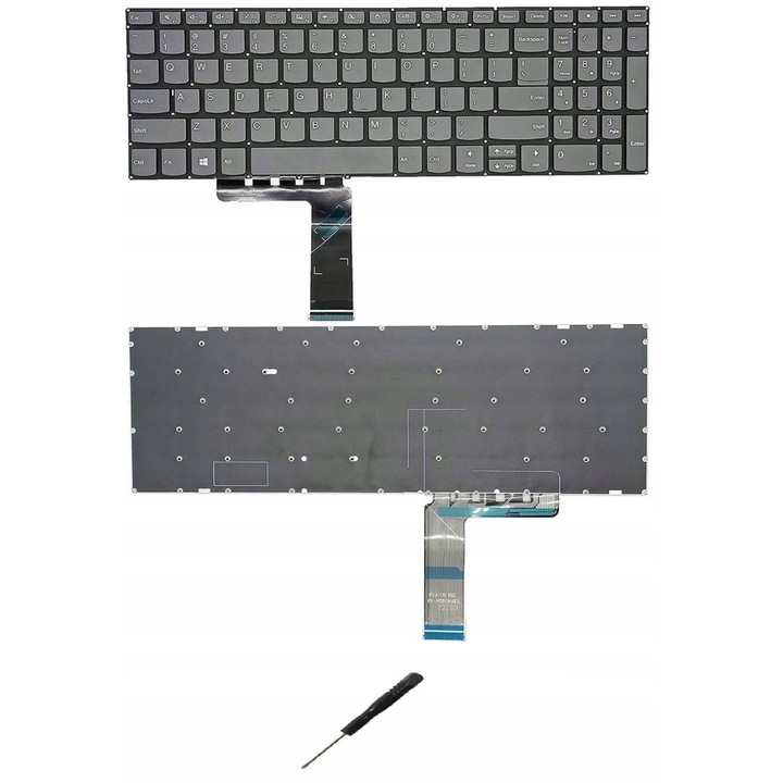 Tastatura laptop BQual pentru Lenovo IdeaPad 320-15IKB, QWERTY US, gri, set cu surubelnita inclusa