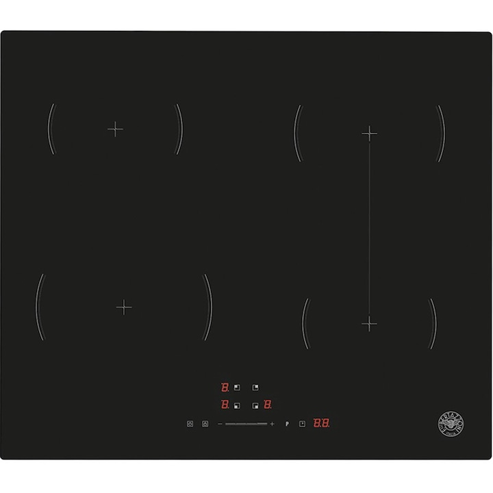 Plita pe inductie incorporabila Ciarra, 59 cm, 4 zone de gatire, 9 trepte putere, incalzire rapida, consum redus, ecran tactil, material sticla ceramica, blocare acces copii, timer, indicator caldura reziduala, oprire automata, usor de curatat, negru