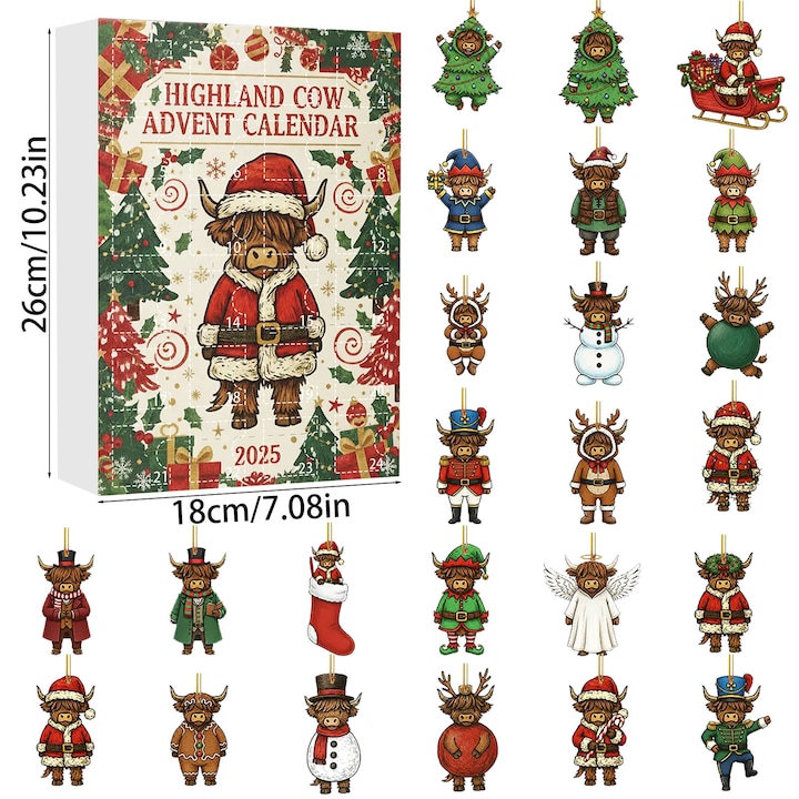 Calendar de Advent Craciun cu 24 de surprize, figurine, decoratiuni, 30cm