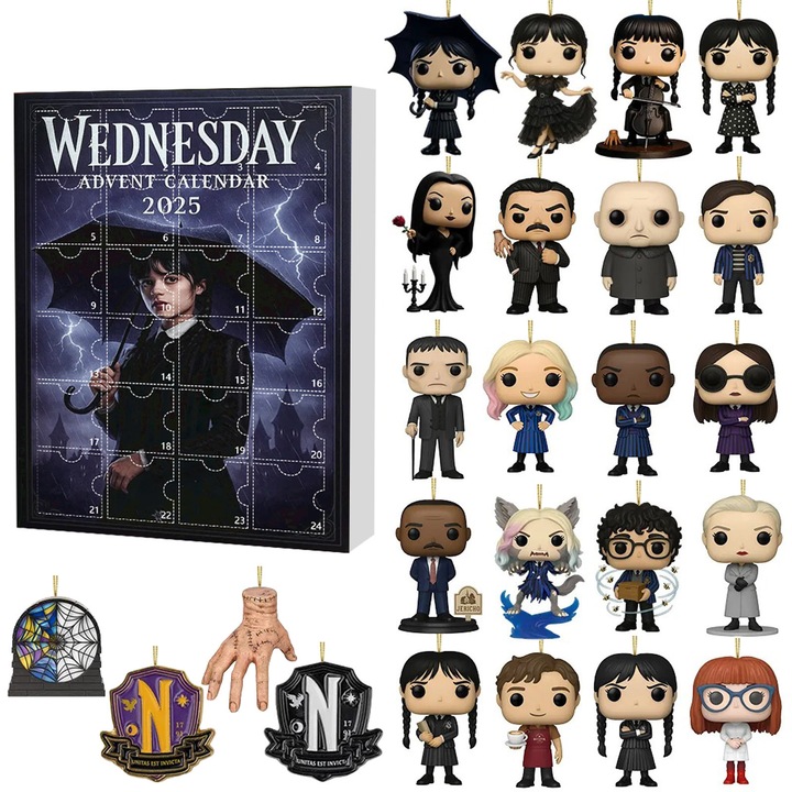 Calendar Advent de Craciun cu 24 de surprize, figurine, decoratiuni, 30cm