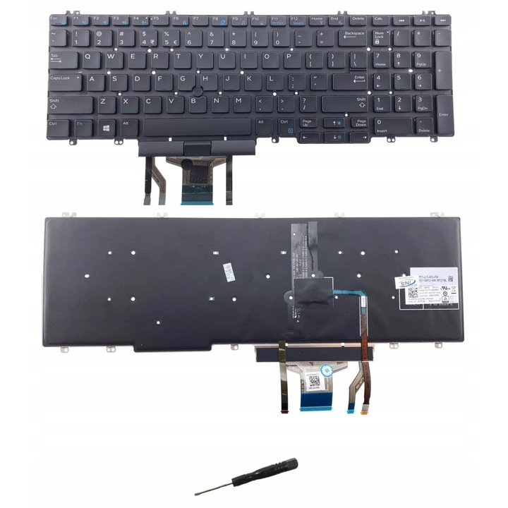 Tastatura BQual compatibila cu Dell Precision 7530 7540 7730, neagra, QWERTY US, set cu surubelnita inclusa