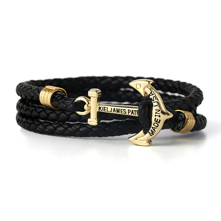 Bratara barbati cu inchidere in forma de ancora, design unic, metal, confortabil