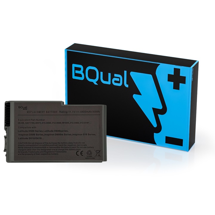 BQual laptop akkumulátor, 4400mAh, 11.1V, Dell Latitude D505 D510 D520 D530 D600 D610 modellekhez