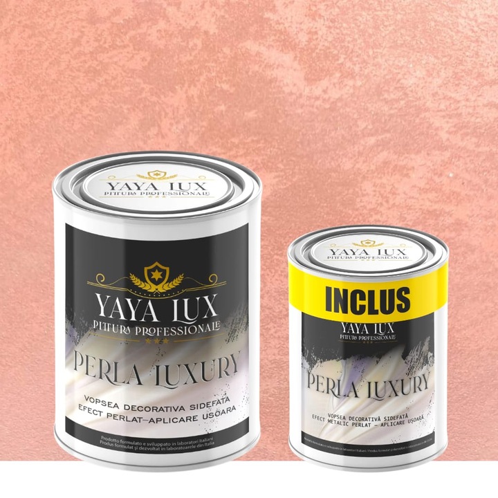 Pachet 2 L + 1 L, Vopsea Decorativa de Lux, Perla Luxury Piersica 2 Litri Plus 1 Litru