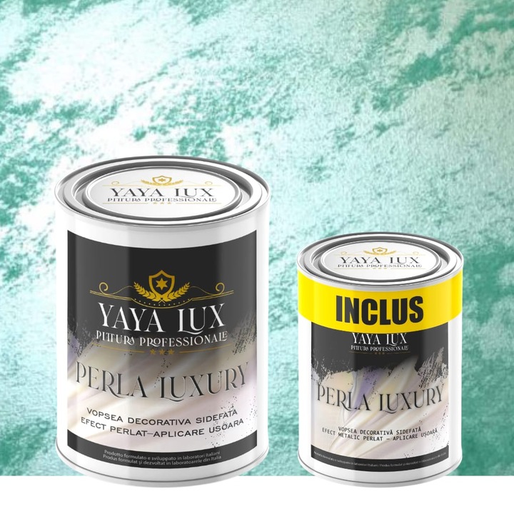 Pachet 2 L + 1 L, Vopsea Decorativa de Lux, Perla Luxury Verde Marin 2 Litri Plus 1 Litru, YaYa Color