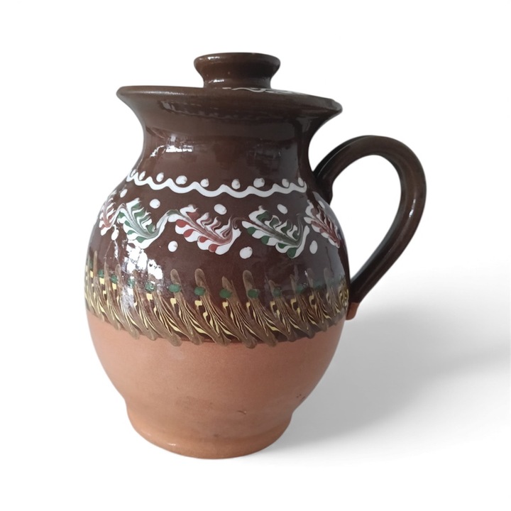 Cana de Lapte, Ceramica de Horezu, artizanala, maro, 2L