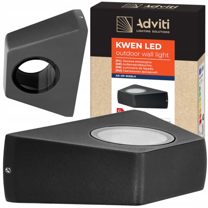 Adviti KWEN LED AD-OP-6192L4 fali lámpa/mennyezeti lámpa, 6W LED SMD, semleges fény 4000K, IP54, fekete, 1 db