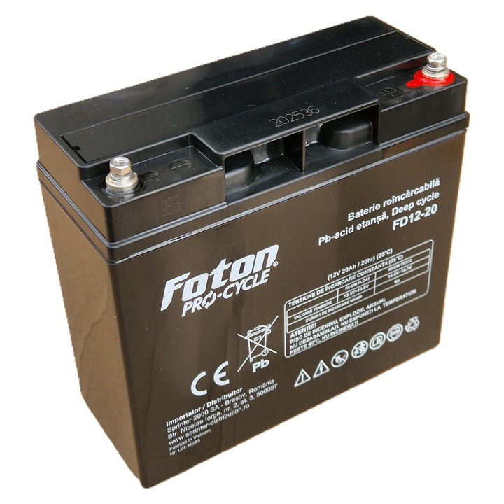 Стационарен акумулатор с гел Foton™ ProCycle™ FD12-20, 12V 20Ah, VRLA Deep-Cycle GEL (еквивалент 6DZM20)