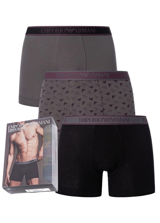 Set de 3 boxeri Emporio Armani pentru barbati intr-o cutie S
