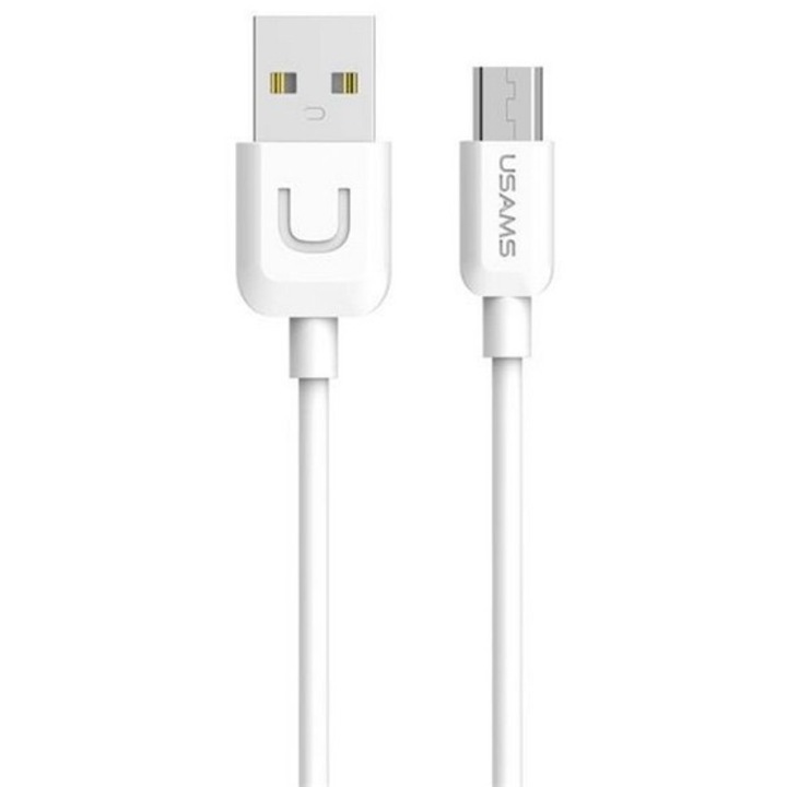 Usams u-turn adatkábel, usb - microusb, 2a, gyorstöltő, 100cm, fehér