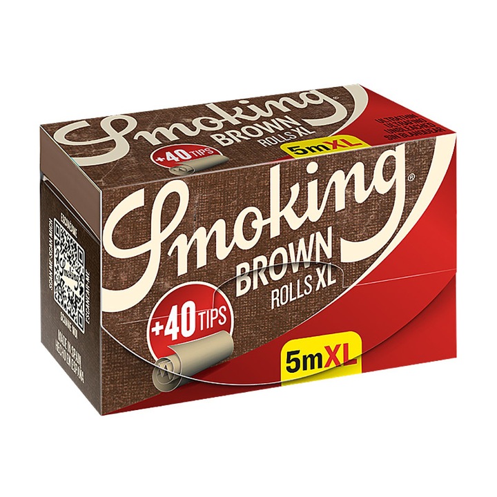 Foite in rola pentru tigari Smoking Brown XL 5m si 40 filtre carton