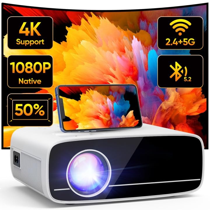 Мини проектор Akatuo, 1080P, Bluetooth, WIFI, 15000L, за открито