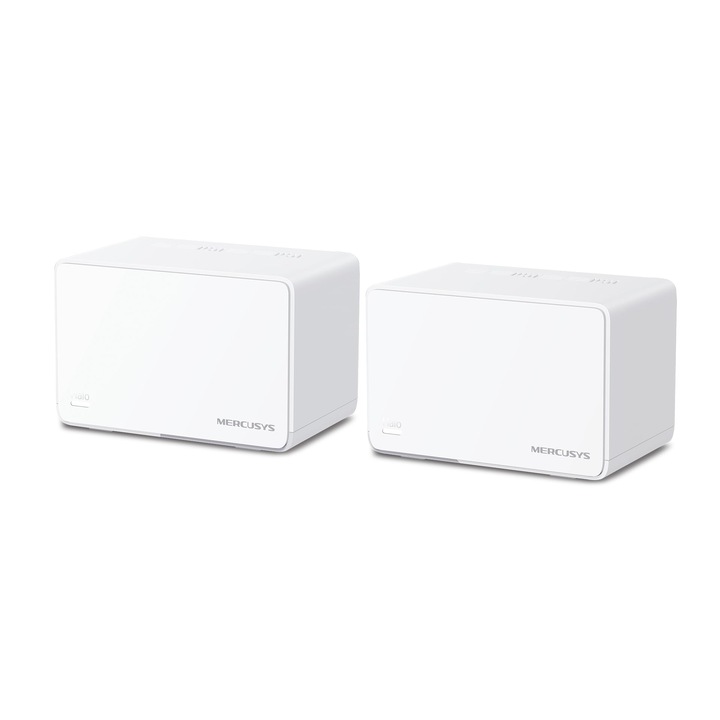 Set Wi-Fi Mesh Mercusys Halo H3000X (pachet de 2), router si repetor Wi-Fi 6 AX3000 dual band, 3 porturi Gigabit per unitate, MU-MIMO, WPA3, control parental, recomandat pentru case cu 2-4 dormitoare