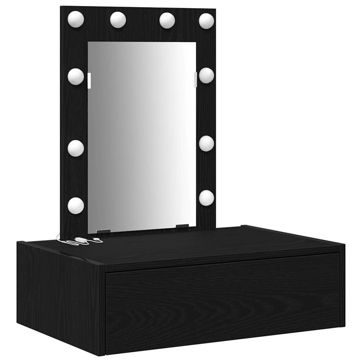 Тоалетка vidaXL, с чекмедже Черно 60 x 40 x 70 см Инженерно дърво