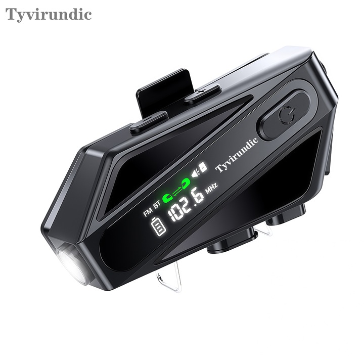 Casti Bluetooth pentru motocicleta Tyvirundic, intercom 2 cai, anulare zgomot, IPX6, 1000mAh, negru, set