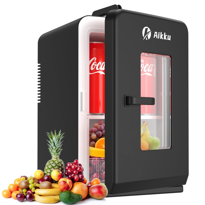 Aikku 2 az 1-ben mini hűtőszekrény, hűtés és fűtés, 15L, fekete