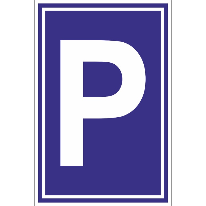 Információs tábla – Parkoló, 20x30 cm, 1 mm PVC, kék színű, fényvisszaverő, időjárásálló