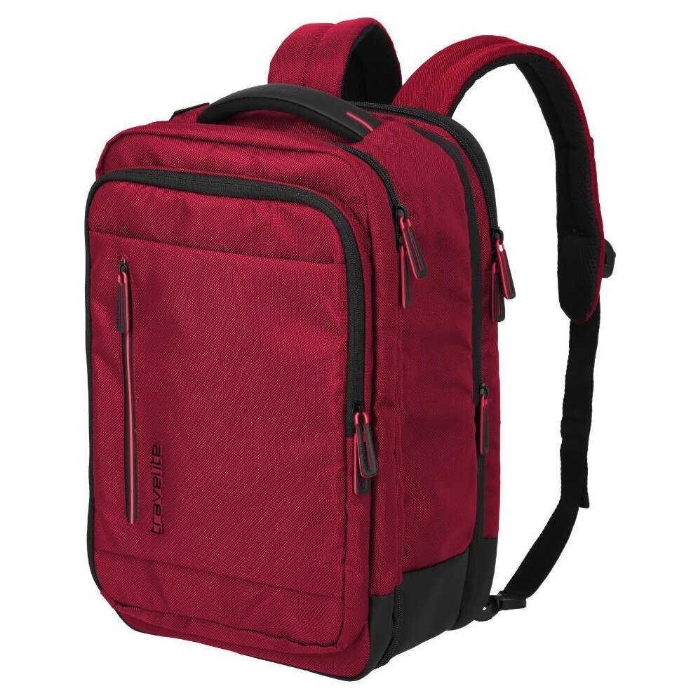 Rucsac Travelite Crosslite 5.0, roșu, compatibil laptop 15.6 inch, cu expander și curea detașabilă