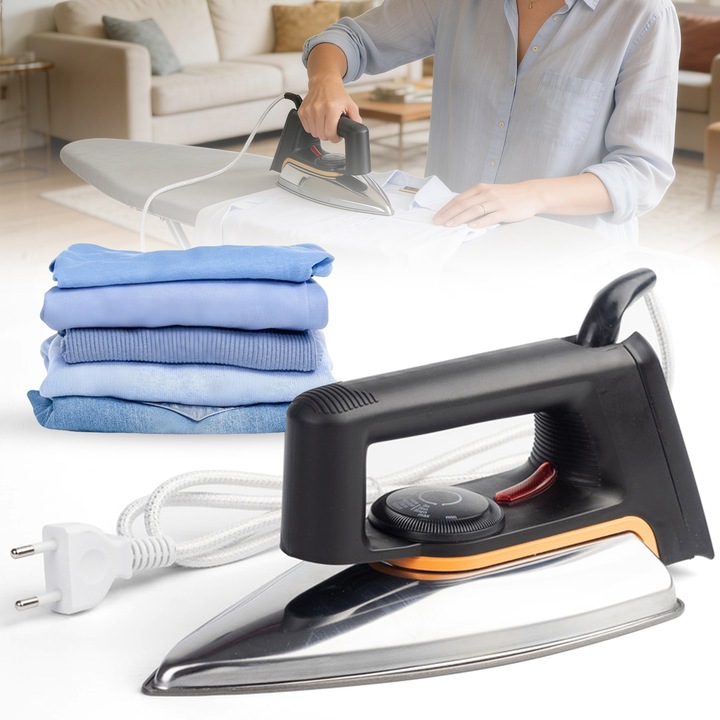 Ultrixe gőzölős vasaló, 1000w, 3 sebességes beállítás, Száraz és nedves használat, Fekete