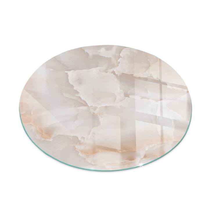 Tabla protectie podea semineu, Tulup, Model de piatra naturala, Bej, fi100, Rotund, Cu imprimeu, Termorezistenta, Anti-Zgarieturi, 010010780160000282608