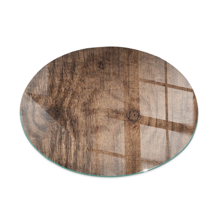 Tabla protectie podea semineu, Tulup, Model natural din lemn, Maro, fi100, Rotund, Cu imprimeu, Termorezistenta, Anti-Zgarieturi, 010010780160000019102