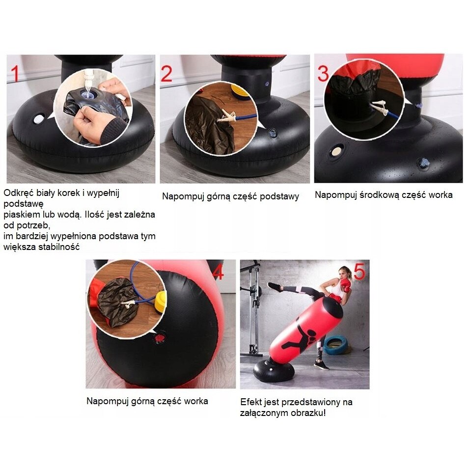 Sac de Box Gonflabil Antrenament 160cm, Stabil, pentru Acasa si Gradina ...