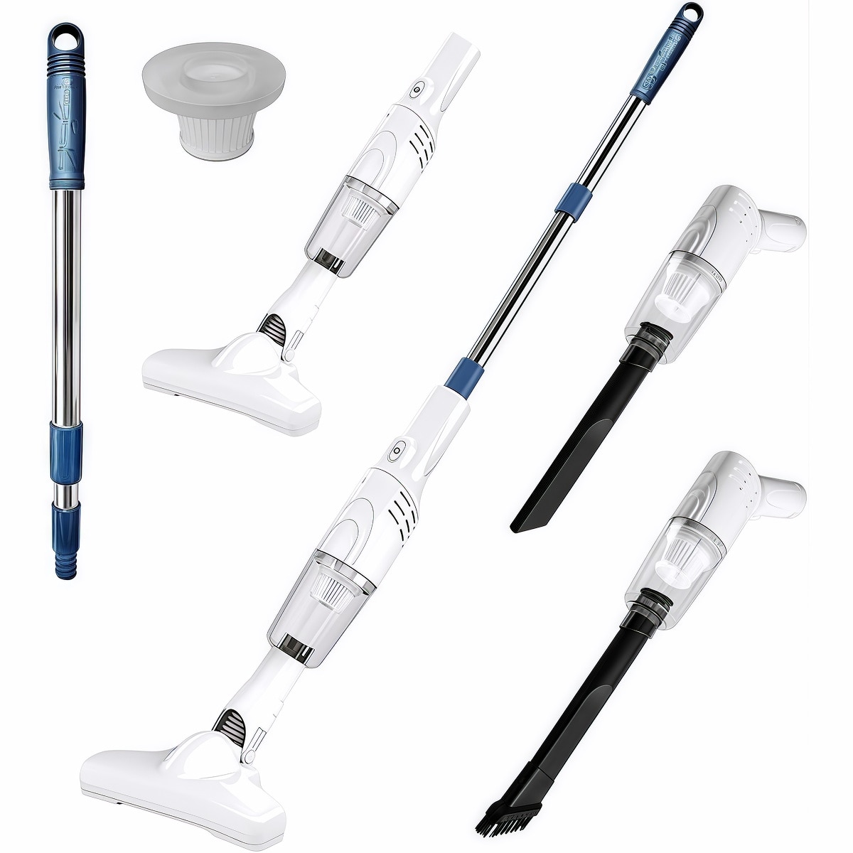 Aspirator fara fir Lingo, 6000Pa, autonomie 30 min, perii interschimbabile, alb