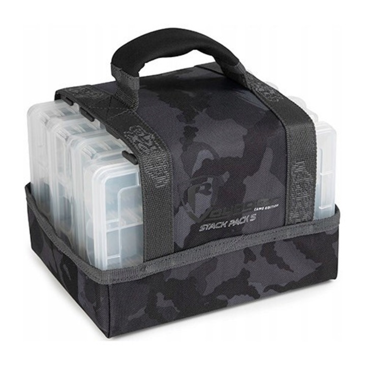 Geanta Fox Rage Voyager Camo Stack cu Cutii - Organizare Pescuit