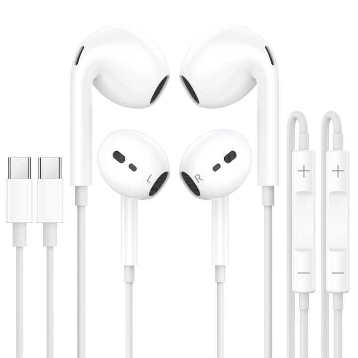 Casti cu fir VIKEVO, pachet de 2, intraauriculare, stereo Hifi, USB-C, multicolor
