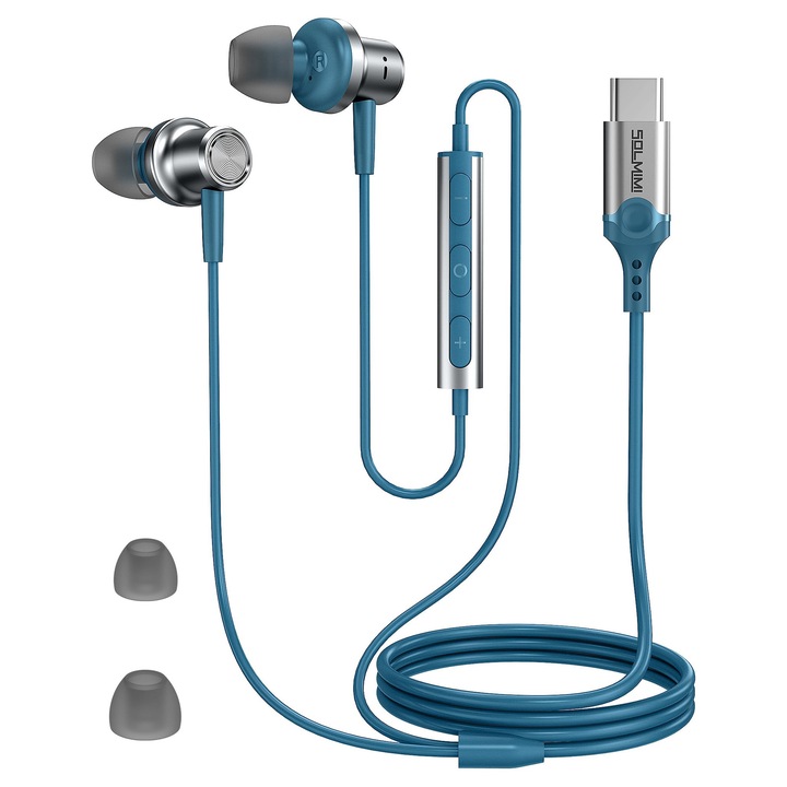 Căști wired SOLMIMI In-Ear USB-C cu microfon, colorat Verde Turcoaz